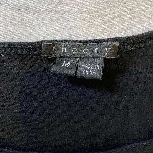 Theory Luanne Ponte Knit Dress 3/4 Sleeves Mini Black Round Neck Size M - Picture 12 of 14